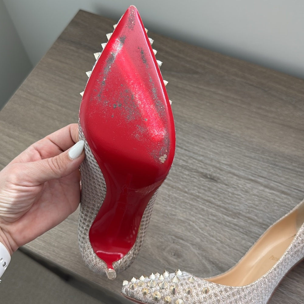 Christian Louboutin 100 Spikyshell Quadra Lurex Pump - Picture 5 of 8